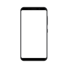 Poster - Black smartphone with empty touch screen, model mobile - vector