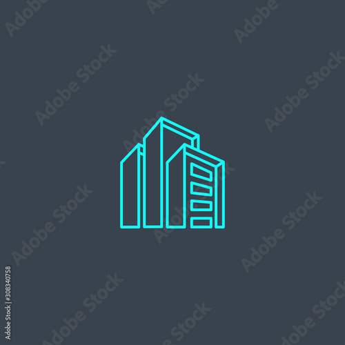 Fotomural commercial property concept blue line icon