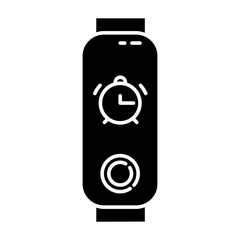 Poster - Fitness tracker with alarm clock function glyph icon. Wellness device with waking up option. Active lifestyle gadget with timepiece. Silhouette symbol. Negative space. Vector isolated illustration