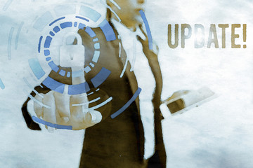 Poster - conceptual hand writing showing update. concept meaning make something more modern or up to date lik