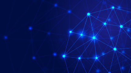 Poster - Dot line, polygon network connection, Internet innovation technology concept