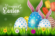 beautiful happy easter on green background vector illustration
