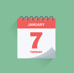 Wall Mural - Day calendar with date January 7.