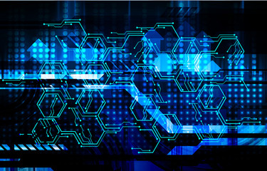 Blue cyber circuit future technology concept background