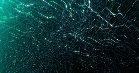 Poster - 4k seamless loop of printed circuit board (pcb) in motion. artificial intelligence (ai), data mining