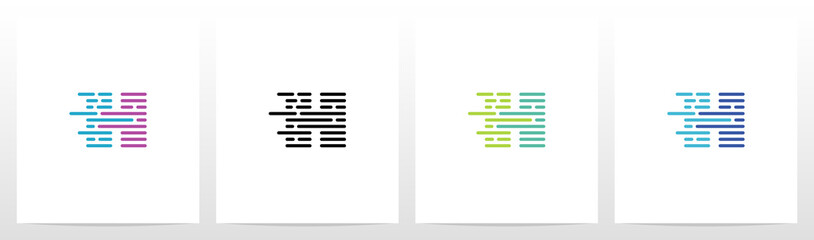 Lines And Dots Letter Logo Design H