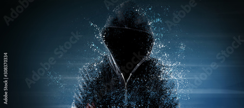 Fotografía Cybersecurity, computer hacker with hoodie
