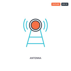 Wall Mural - 2 color Antenna concept line vector icon. isolated two colored Antenna outline icon with blue and red colors can be use for web, mobile. Stroke line eps 10.