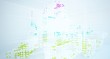 © SERGEYMANSUROV - Abstract white and colored gradient glasses interior from array spheres with large window. 3D illustration and rendering.