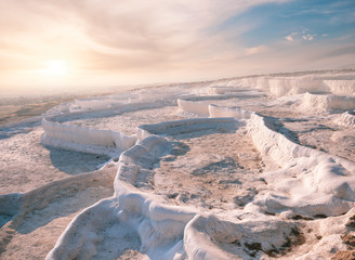 Wall Mural - travertine terraces without water in pamukkale