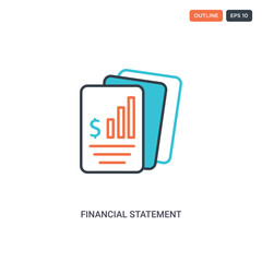 2 color Financial Statement concept line vector icon. isolated two colored Financial Statement outline icon with blue and red colors can be use for web, mobile. Stroke line eps 10.