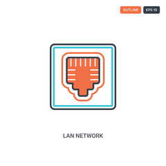 Wall Mural - 2 color lan network concept line vector icon. isolated two colored lan network outline icon with blue and red colors can be use for web, mobile. Stroke line eps 10.