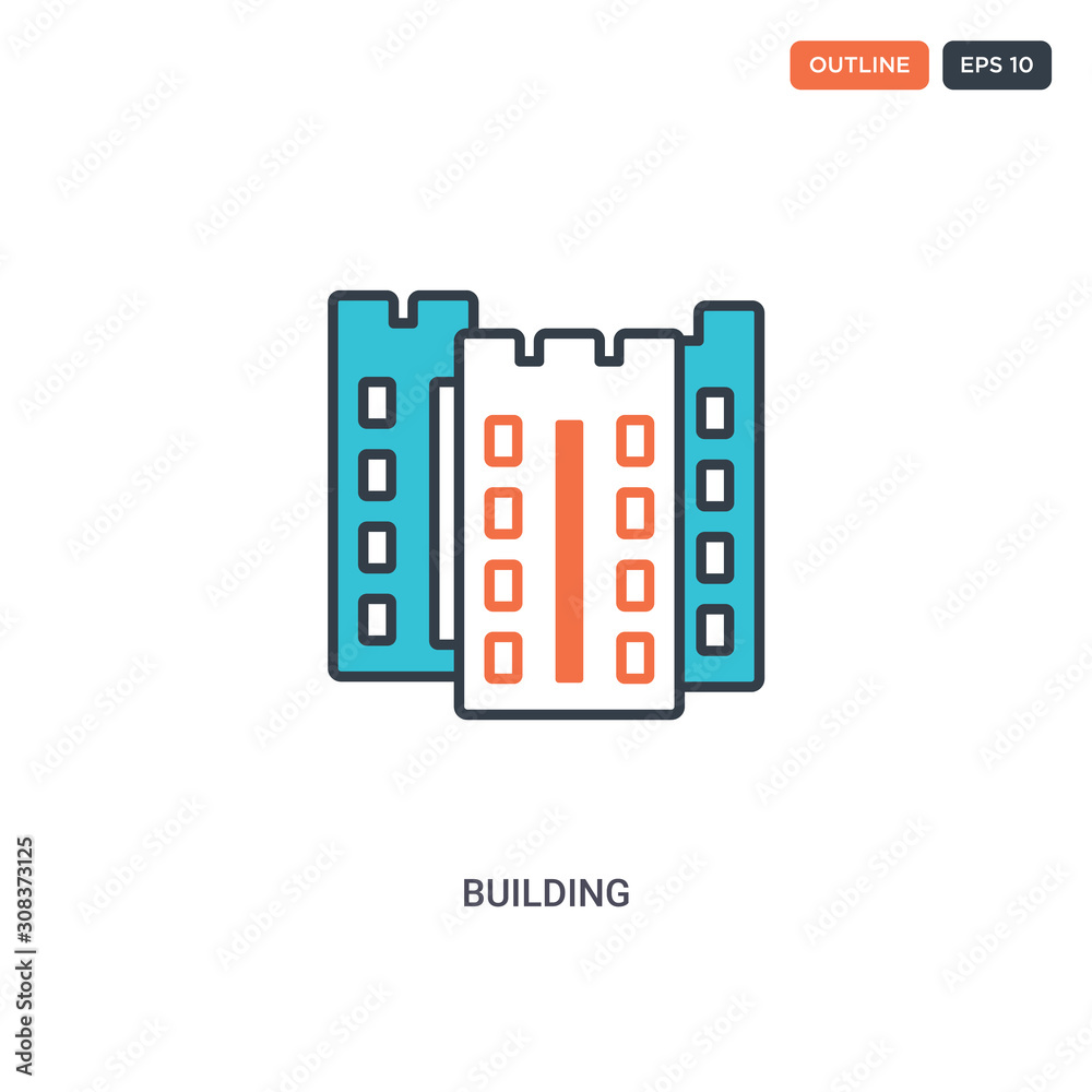 2 color Building concept line vector icon. isolated two colored ...
