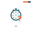 © Rufana - 2 color quiz concept line vector icon. isolated two colored quiz outline icon with blue and red colors can be use for web, mobile. Stroke line eps 10.