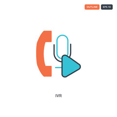 2 color Ivr concept line vector icon. isolated two colored Ivr outline icon with blue and red colors can be use for web, mobile. Stroke line eps 10.