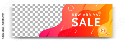Cuadros en Lienzo Abstract gradient modern geometric banner template design in yellow, orange, white color