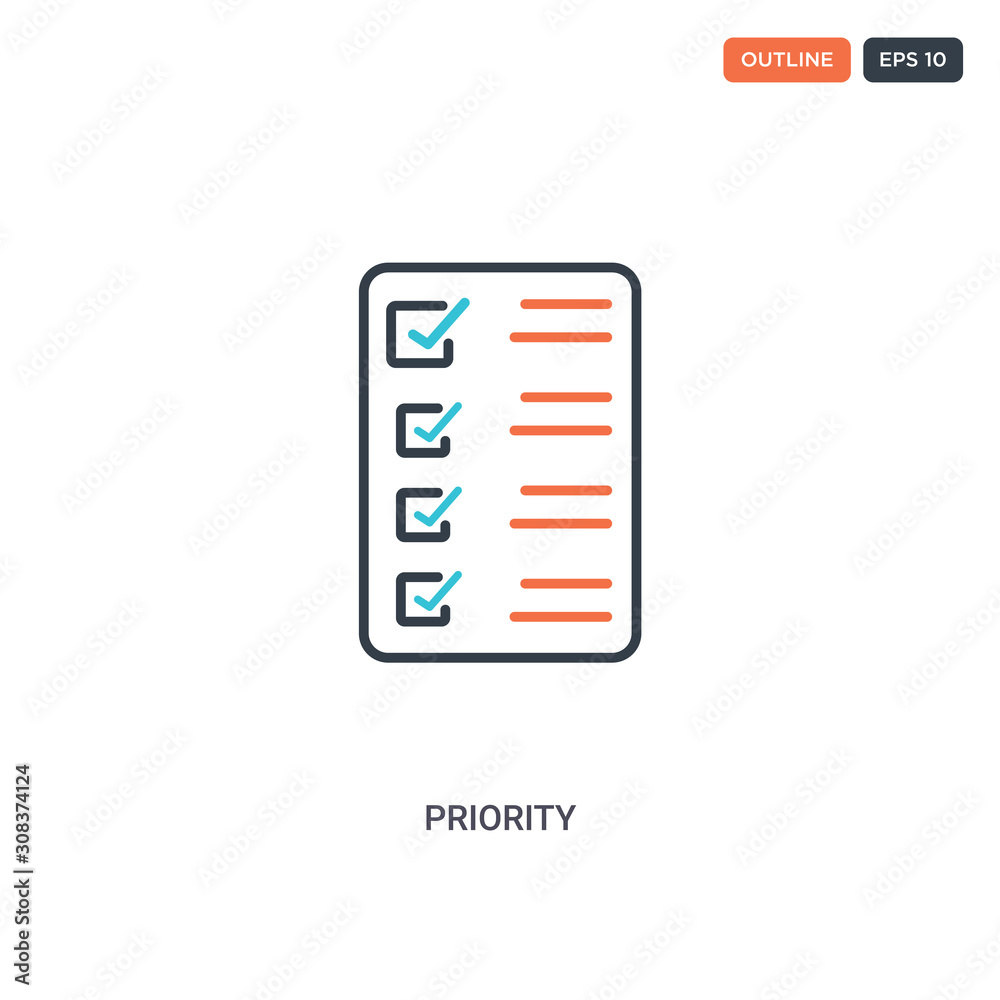 2 color Priority concept line vector icon. isolated two colored ...