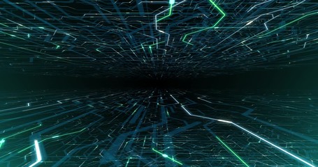 Poster - 4k seamless loop of printed circuit board (pcb) in motion. artificial intelligence (ai), data mining