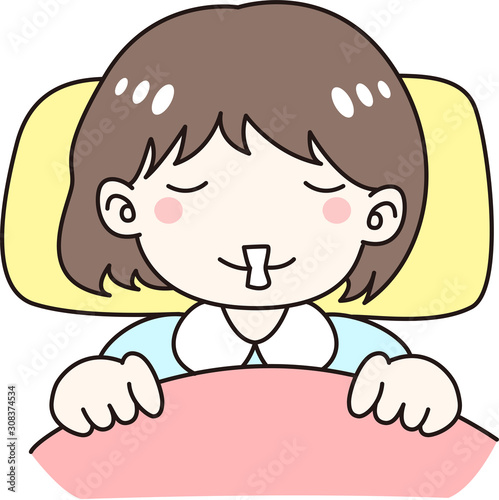 口にテープを貼って眠る女の子 口呼吸 口閉じ 乾燥 防止 矯正 テープ 睡眠 布団 夜 寝る Kaufen Sie Diese Vektorgrafik Und Finden Sie Ahnliche Vektorgrafiken Auf Adobe Stock Adobe Stock