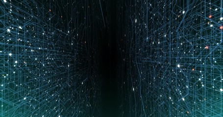 Poster - 4k seamless loop of printed circuit board (pcb) in motion. artificial intelligence (ai), data mining