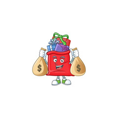 Sticker - Cute santa bag full of gift cartoon character smiley with money bag