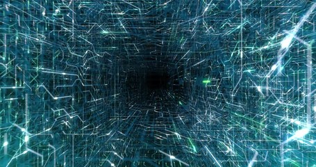 Poster - 4k seamless loop of printed circuit board (pcb) in motion. artificial intelligence (ai), data mining