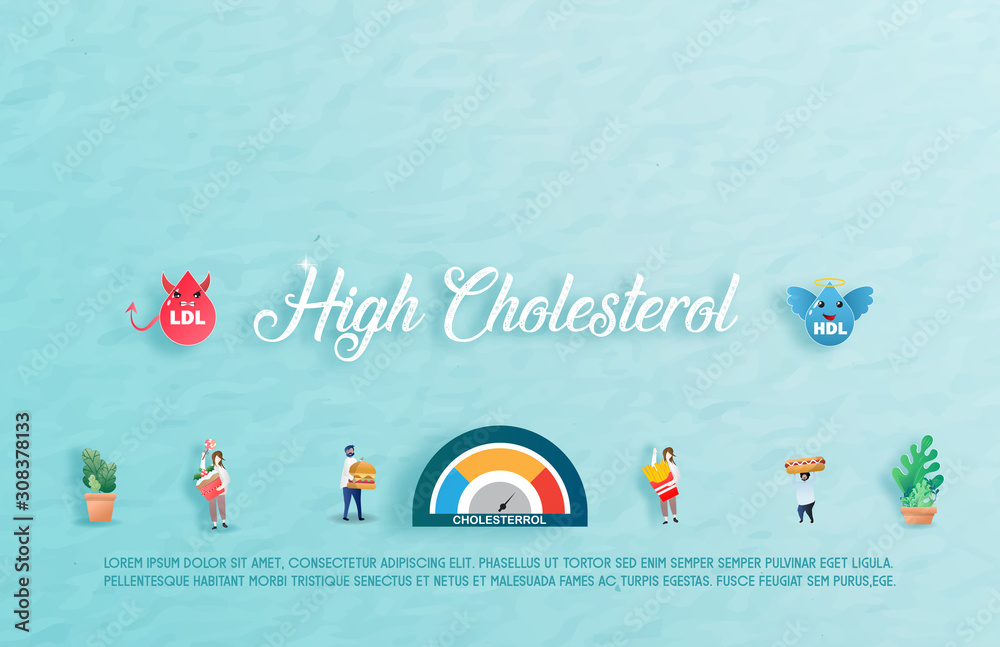 High Cholesterol Blood Pressure Tiny People Character Concept. Suitable ...