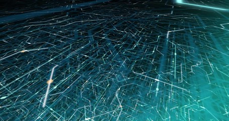 Poster - 4k seamless loop of printed circuit board (pcb) in motion. artificial intelligence (ai), data mining
