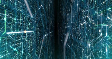 Poster - 4k seamless loop of printed circuit board (pcb) in motion. artificial intelligence (ai), data mining