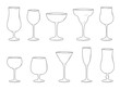 Various cocktail glasses isolated on white background. Vector illustration
