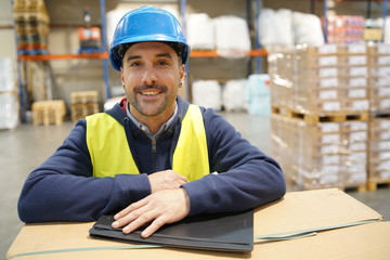 Warehouseman controlling incoming goods