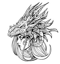 Goth Girl, Wearing A Dragon Mask