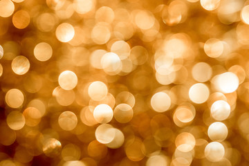 Festive golden background with bright bokeh. Christmas background_