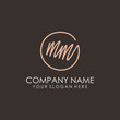 MM initials signature logo. Handwritten vector logo template connected to a circle. Hand drawn Calligraphy lettering Vector illustration.