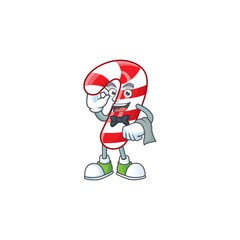 Sticker - Christmas candy cane Character on A stylized Waiter look