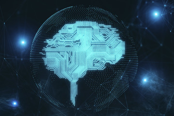 Fototapete - AI and cyberspace concept