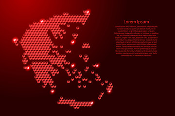 Aufkleber - Greece map from 3D red cubes isometric abstract concept, square pattern, angular geometric shape, for banner, poster. Vector illustration.