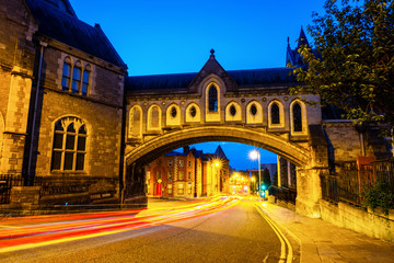 Canvas Print - Illuminated Arch of the Christ Church Cathedral in Dublin, Ireland at night