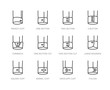 Shirt cuffs types flat line icons set. One button, french cuff, turnback sleeves vector illustrations. Outline pictogram for menswear store. Pixel perfect 64x64. Editable Strokes