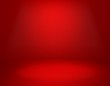 Red studio background. Empty vivid red color studio room, modern interior wall. Advertisement banner, scarlet velvet website wallpaper vector mockup