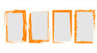 © Big-Team-Studio ✅  - Set of orange frames on a transparent background. Trendy, modern design with vibrant colors and blank space for your text. Copy space for your project.