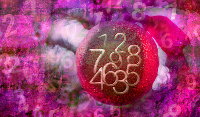 Wall Mural - figures on the new year's ball, numerology of the new year
