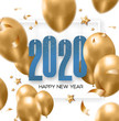 Happy new 2020 year abstract design blue frame