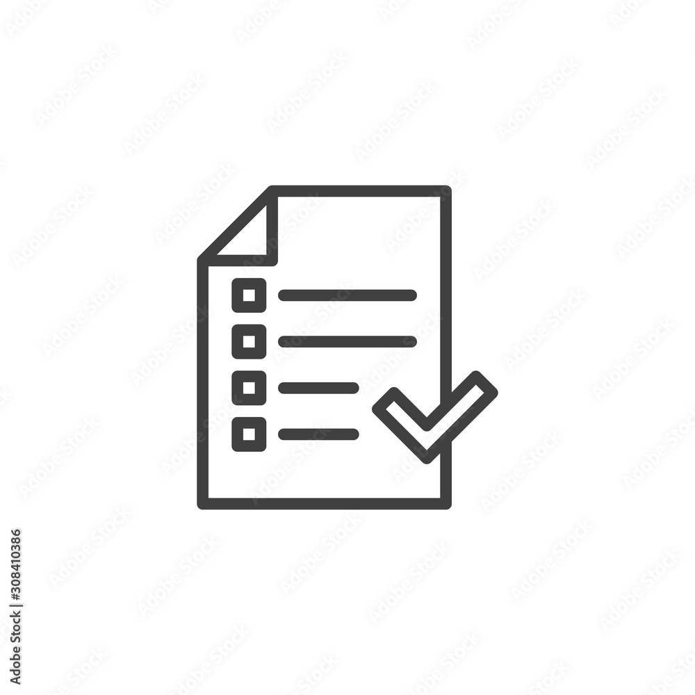 Checklistbox Signages Checklist with check mark line icon. linear style sign for mobile ...