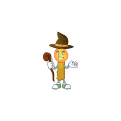 Wall Mural - Happy Halloween Witch gold candle cartoon character style