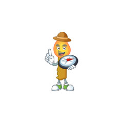 Poster - Explorer gold candle cartoon character holding a compass