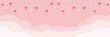Valentinstag - Hintergrund in Papierschnitt, Wolken und Herzen hängen von der Decke Banner in pink