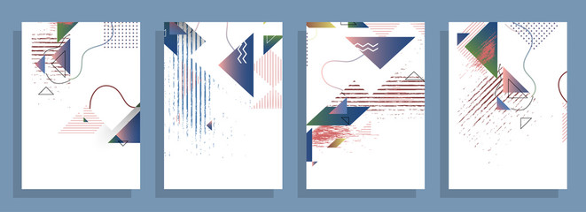 Template brochures, flyers, business presentations. Modern flat line style, layout in A4 size. Trendy abstract background. Geometric science or technology pattern. Graphic design