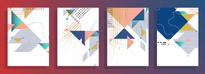 Template brochures, flyers, business presentations. Modern flat line style, layout in A4 size. Trendy abstract background. Geometric science or technology pattern. Graphic design