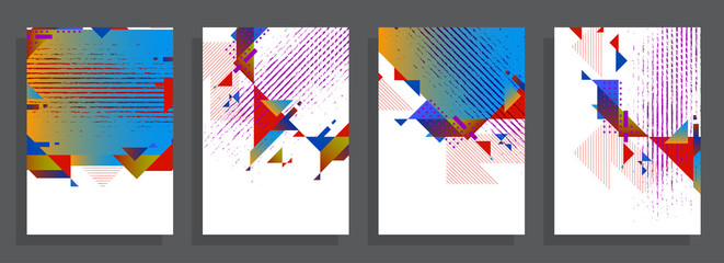 Template brochures, flyers, business presentations. Modern flat line style, layout in A4 size. Trendy abstract background. Geometric science or technology pattern. Graphic design